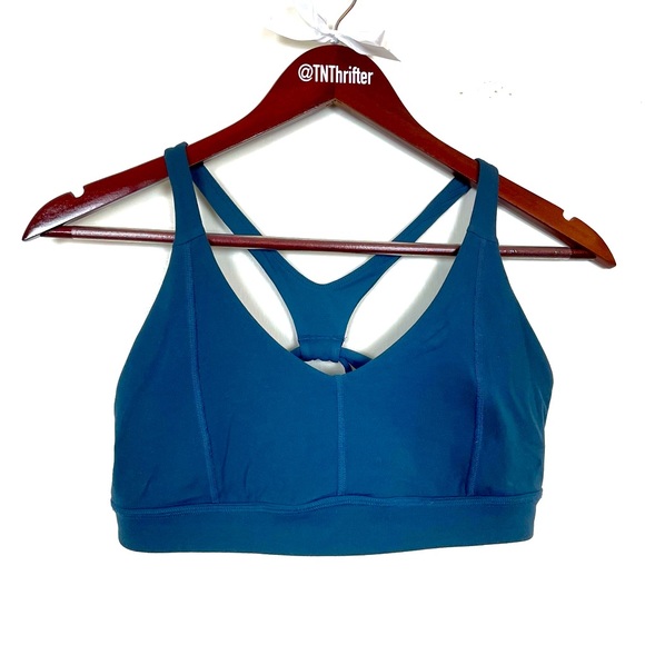 Prana Women’s Racerback Strappy Back Sports Bra Small Teal Blue Gym Fitness 90s - Picture 1 of 7